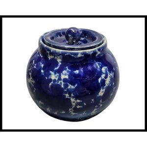 Bennington Potters Agate Blue Earthenware Lidded Sugar Bowl